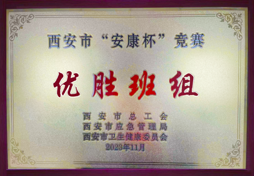 经发置业安全管理部荣获西安市“安康杯”优胜班组称号!